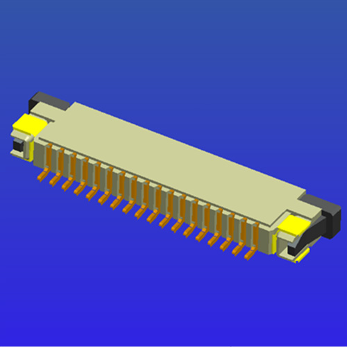 1.0mm间距带锁卧贴上接抽屉式FPC